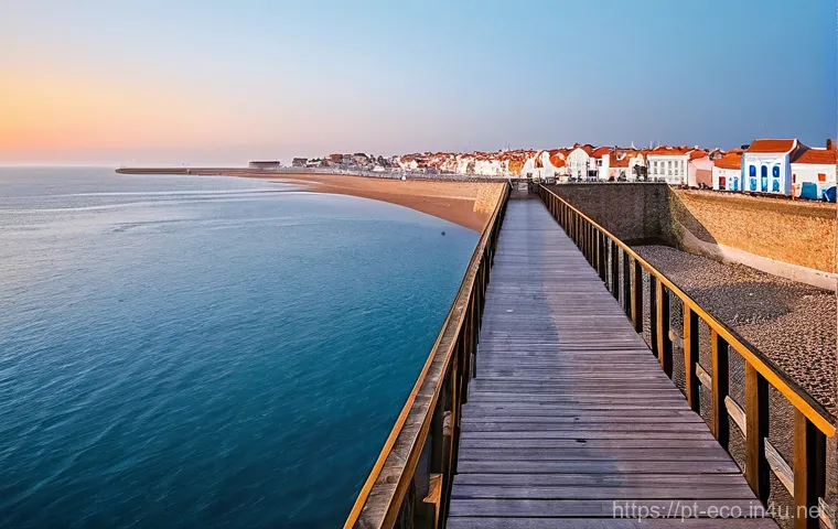 해양 온난화 영향 - **Coastal Adaptation to Rising Tides:**
"A picturesque, historic coastal town, reminiscent of Av...
