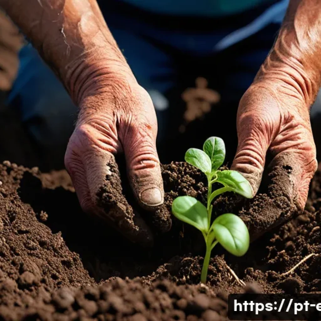 유기농업 생태적 이점 - **Prompt: A vibrant, close-up shot of rich, dark organic soil teeming with life. Visible earthworms ...