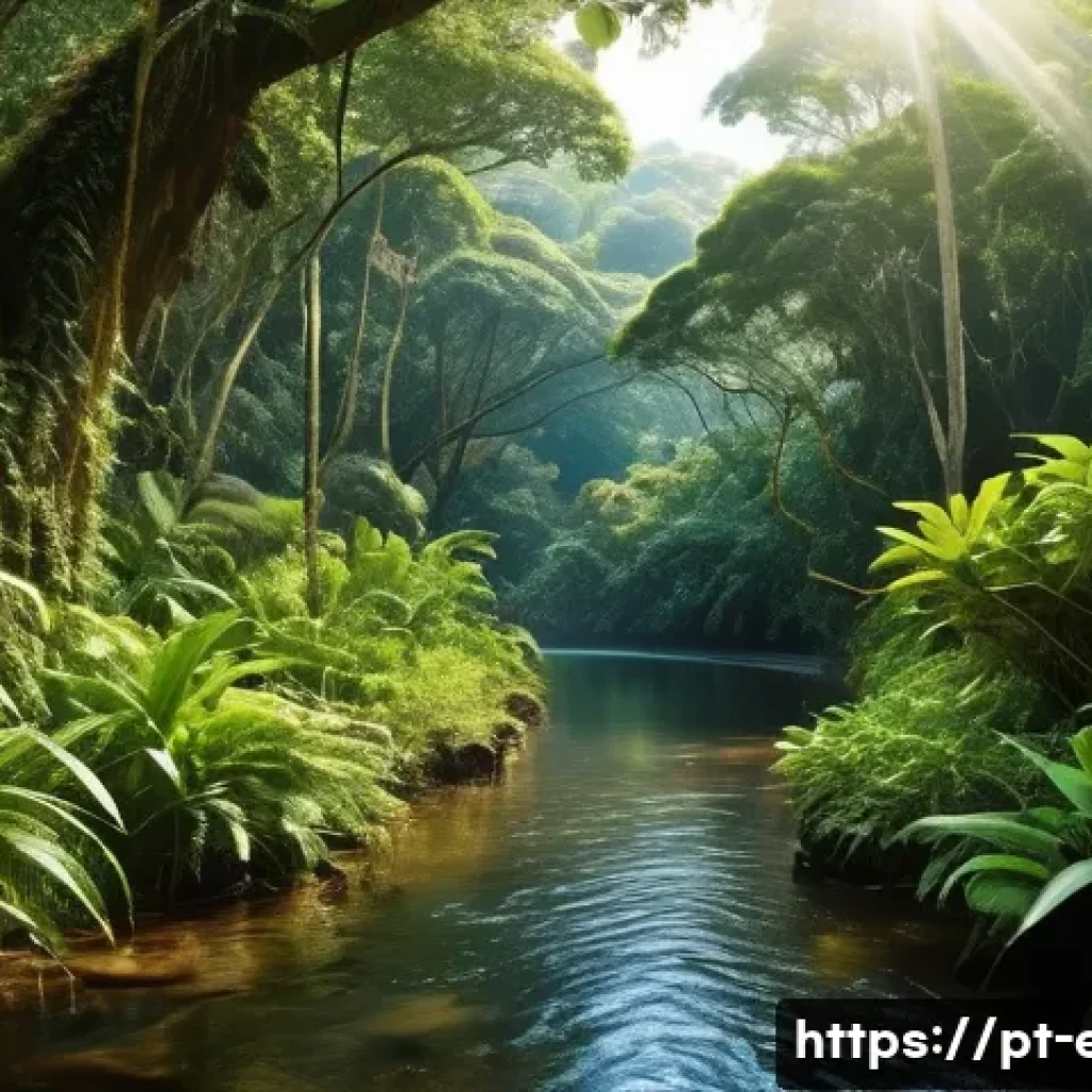생물권 보전 지역 - A vibrant Brazilian Atlantic Forest reserve scene showcasing lush, dense greenery with towering nati...