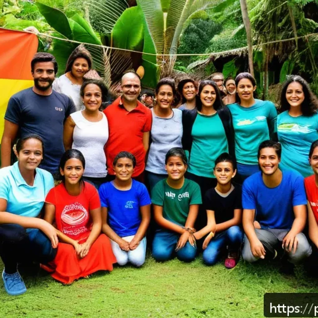 환경 NGO 역할 - A vibrant community workshop scene in a Brazilian rural village, with diverse local residents includ...