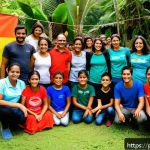 Home 22 환경 NGO 역할 - A vibrant community workshop scene in a Brazilian rural village, with diverse local residents includ...